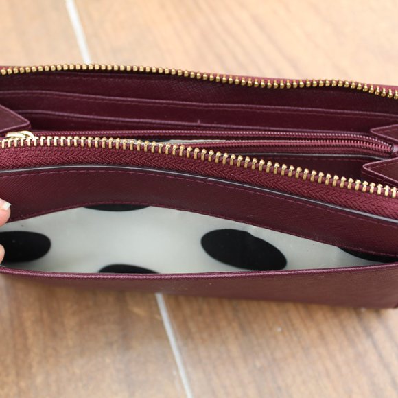 Kate Spade Cedar Street Zip Around Wallet Burgundy - Picture 3 of 4